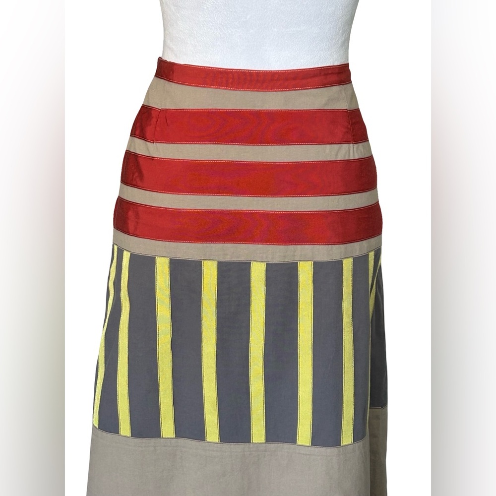 Neeah by D.A.R. Striped Midi Skirt Multicolor Cotton Size M Modest Art Boho - Picture 9 of 11